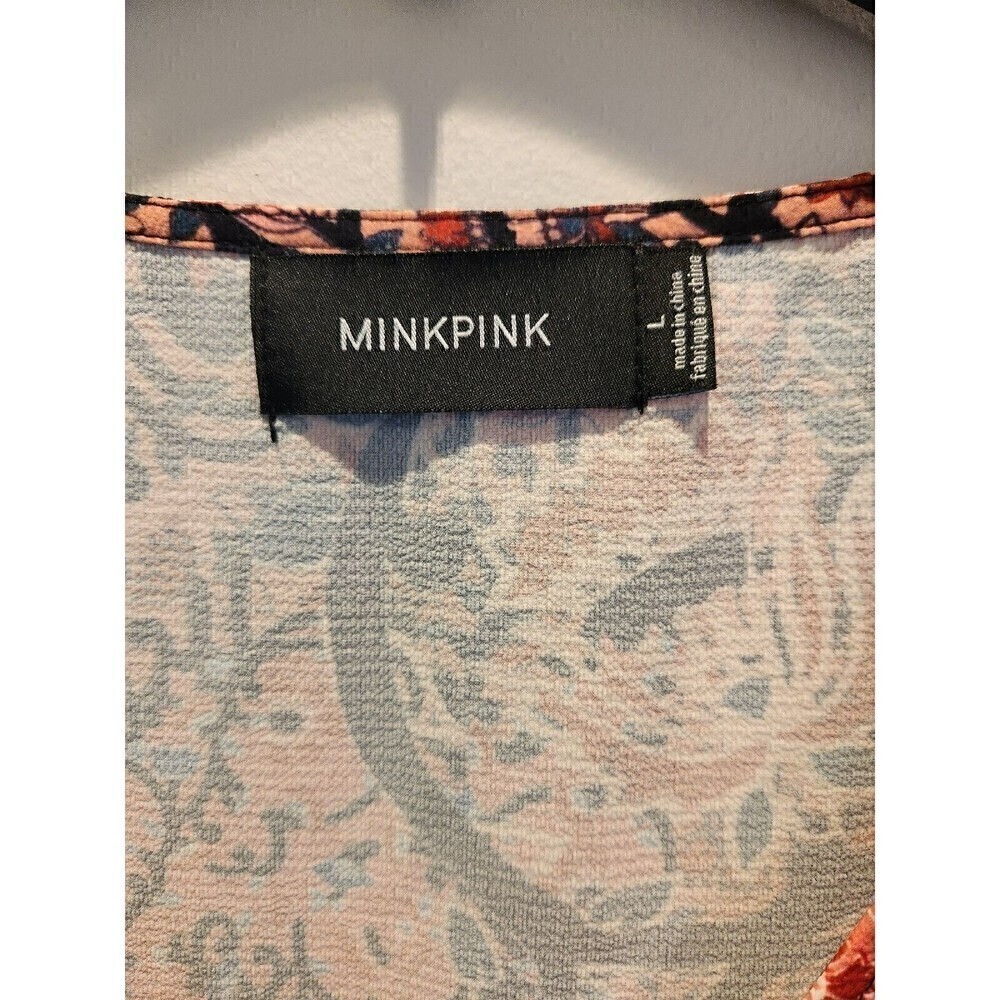 MinkPink Revolve Dress Floral Knee Length Shift Style Short Sleeve casual sz L - Picture 4 of 6